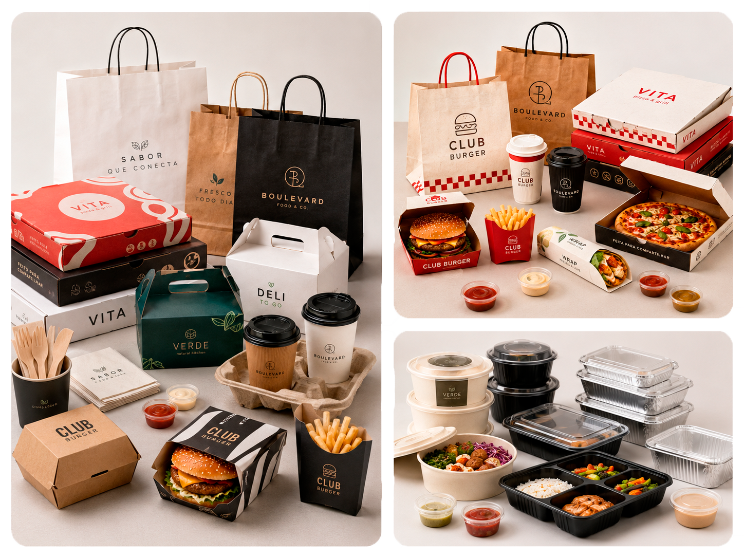 Embalagens empilhadas
